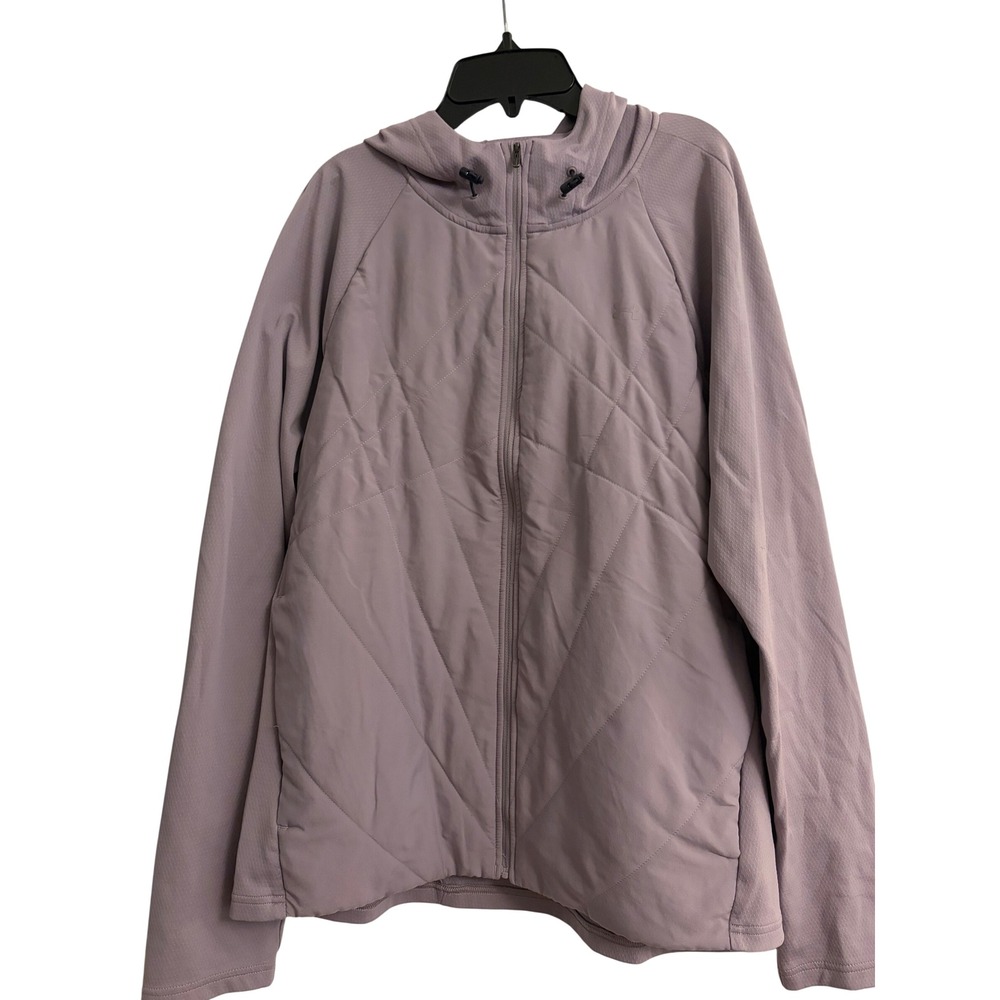 Under Armour ColdGear Jacket XXL Purple Quilted Hooded Full Zip Activewear